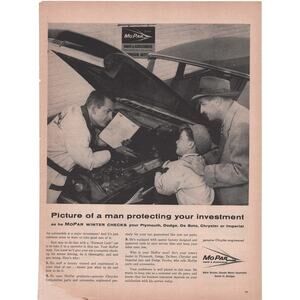 MoPar Car Part  & Accessory Magazine Advertisement 1958 Vtg Automobilia Chrysler